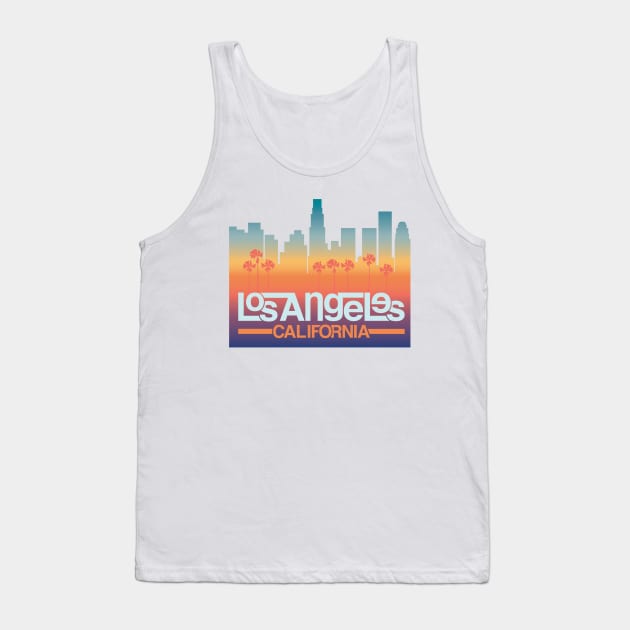 Los Angeles, California Skyline Illustration Tank Top by Designed4Good